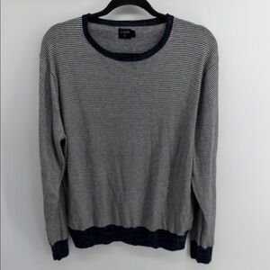 J. Crew Factory cotton linen blend striped wide neck lightweight knit sweater L